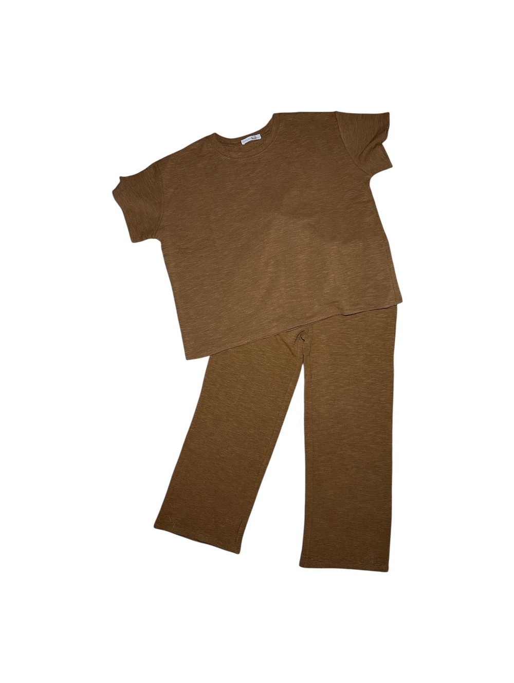 Zenana Outfitters Size Medium Tan Cotton Slub Set